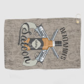 Individuelle Name Cowboy Revolver Gun Whiskey Salo Golfhandtuch (Horizontal)
