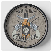 Individuelle Name Cowboy Revolver Gun Whiskey Salo Große Wanduhr