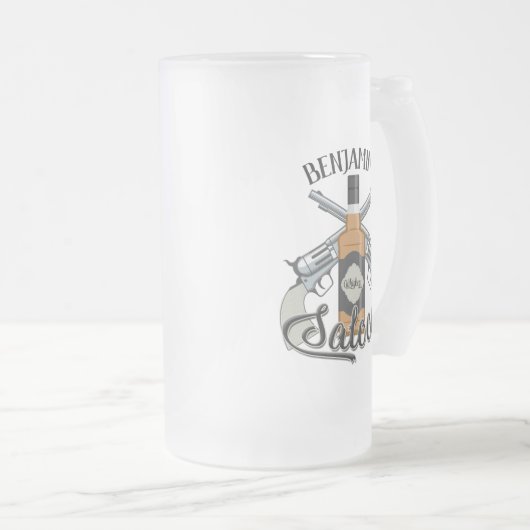 Individuelle Name Cowboy Revolver Gun Whiskey Salo Mattglas Bierglas (VorderseiteRechts)