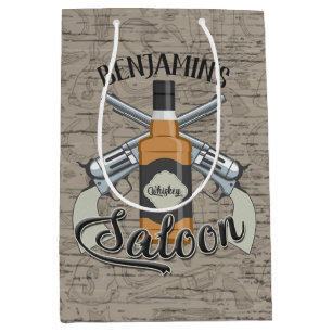 Individuelle Name Cowboy Revolver Gun Whiskey Salo Mittlere Geschenktüte