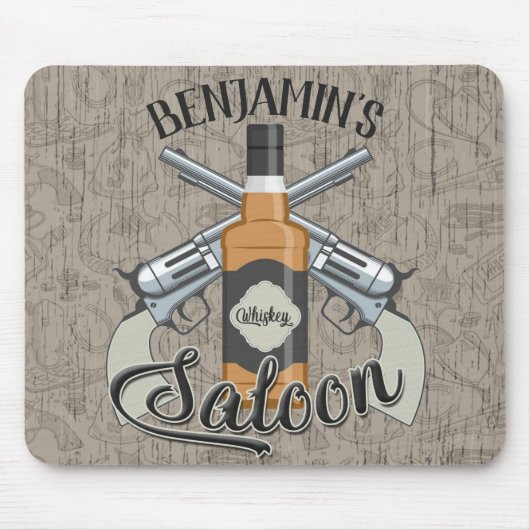 Individuelle Name Cowboy Revolver Gun Whiskey Salo Mousepad (Vorne)