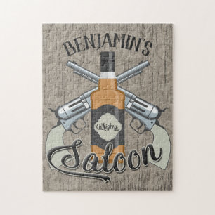 Individuelle Name Cowboy Revolver Gun Whiskey Salo Puzzle