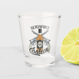 Individuelle Name Cowboy Revolver Gun Whiskey Salo Schnapsglas