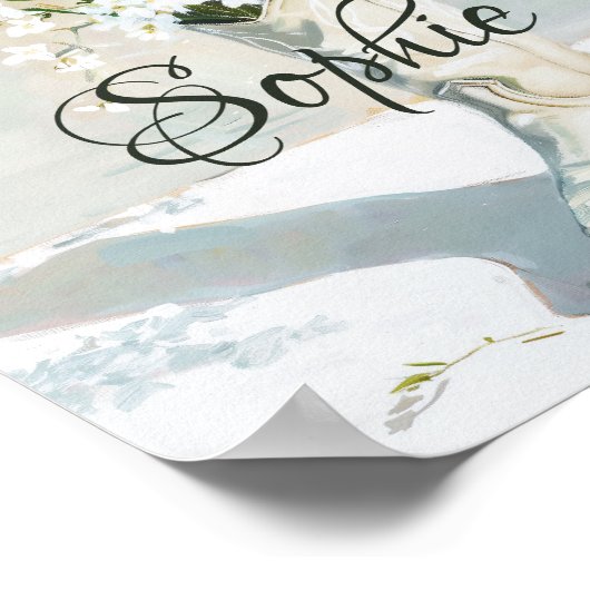 Individuelle Name Cowgirl Boot mit Blume malen Poster (Ecke)