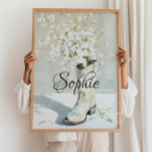 Individuelle Name Cowgirl Boot mit Blume malen Poster