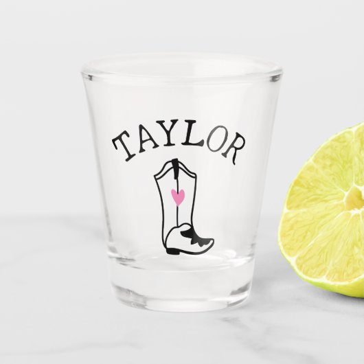 Individuelle Name Cowgirl Boot Niedlich Modern Bac Schnapsglas (Vorderseite)