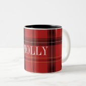 Individuelle Name Cozy Red Karierte/Tartan Ferieno Zweifarbige Tasse (VorderseiteRechts)