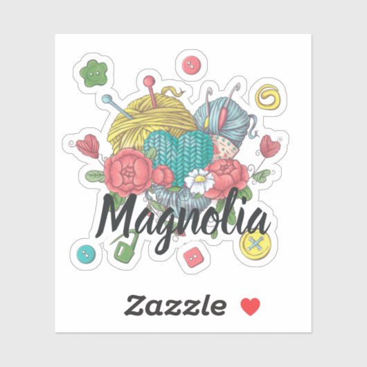 Individuelle Name Crochet Yarn Herz Aufkleber (Blatt)