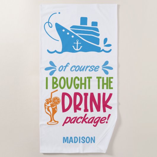 Individuelle Name Cruise Drinks Strandtuch (Vorderseite)
