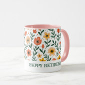 Individuelle Name Custom Message Floral Tasse (VorderseiteRechts)
