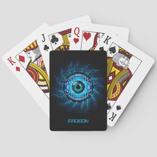 Individuelle Name Cyber Circuit Eye Spielkarten (Rückseite)