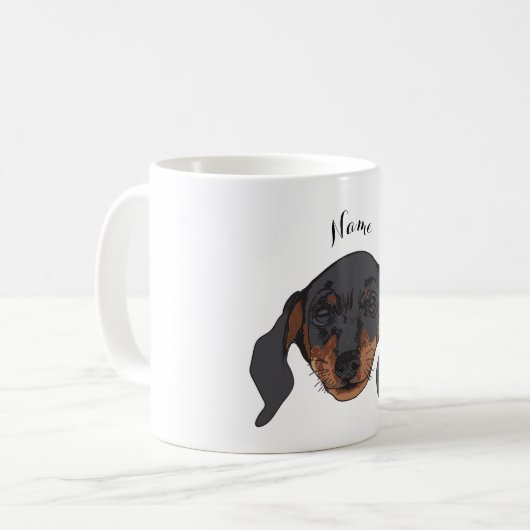 Individuelle Name Dackel Kunst Kaffeetasse (Vorderseite Links)