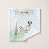 Individuelle Name Dalmatiner Haustier Hund Badhandtuch Set (Waschlappen)