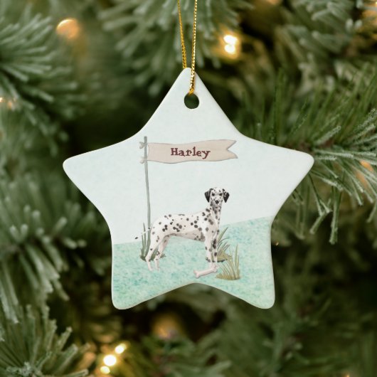 Individuelle Name Dalmatiner Haustier Hund Keramik Ornament (Baum)