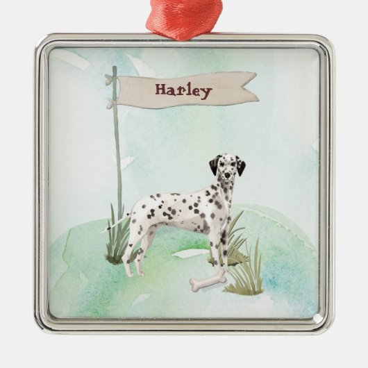 Individuelle Name Dalmatiner Haustier Hund Ornament Aus Metall (Vorne)