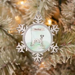 Individuelle Name Dalmatiner Haustier Hund Schneeflocken Zinn-Ornament