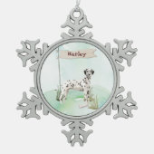 Individuelle Name Dalmatiner Haustier Hund Schneeflocken Zinn-Ornament (Vorderseite)
