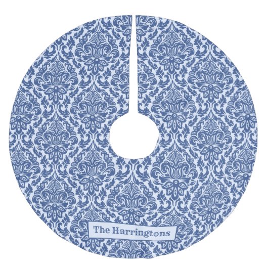 Individuelle Name Damask Baumrock Polyester Weihnachtsbaumdecke (Vorderseite)