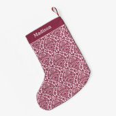 Individuelle Name Damask Muster Weihnachts-Strumpf Kleiner Weihnachtsstrumpf (Rückseite (Hängend))