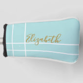 Individuelle Name-Dame mit minimalistischem Aqua-D Golf Headcover (Vorderseite)