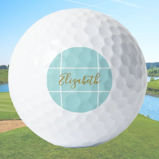 Individuelle Name-Dame mit minimalistischem Aqua-D Golfball