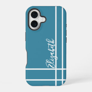 Individuelle Name-Damen in Blau iPhone 16 Hülle