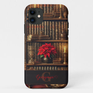 Individuelle Name Dark Academia Poinsettia Bibliot Case-Mate iPhone Hülle