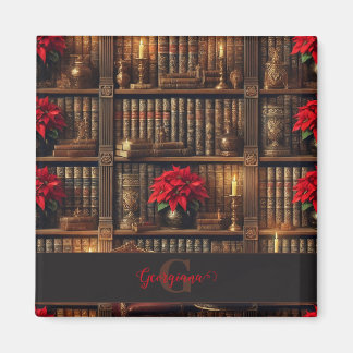 Individuelle Name Dark Academia Poinsettia Bibliot Magnet