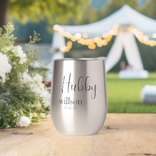 Individuelle Name & Date Wine Tumbler for Hubby
