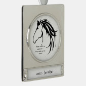 Individuelle Name Datum Klassisches Pferd Erleben Banner-Ornament Silber (Rechts)