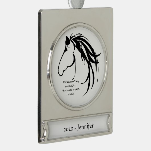 Individuelle Name Datum Klassisches Pferd Erleben Banner-Ornament Silber (Rechts)