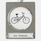 Individuelle Name Datum Motivierend Fahrradsport W Banner-Ornament Silber (Vorderseite)