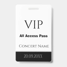 individuelle Name Datum VIP All Access Pass Konzer