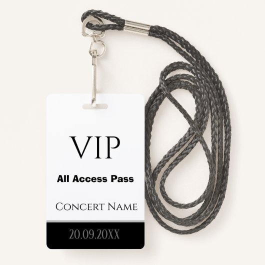 individuelle Name Datum VIP All Access Pass Konzer Ausweis (Vorderseite mit Schlüsselband)