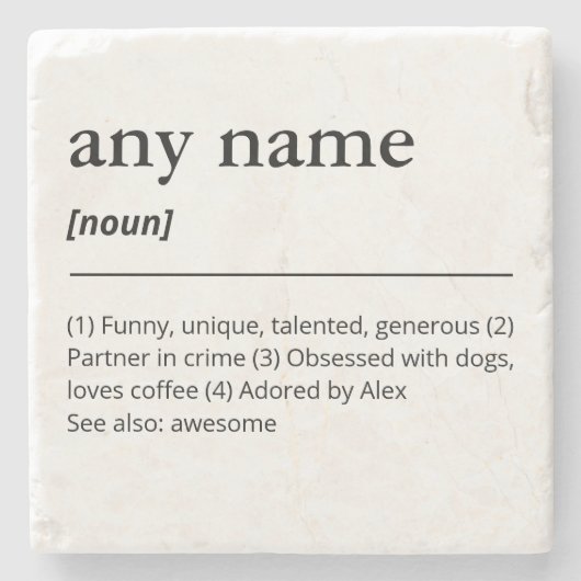 Individuelle Name Definition Bester Freund Geschen Steinuntersetzer (Vorderseite)