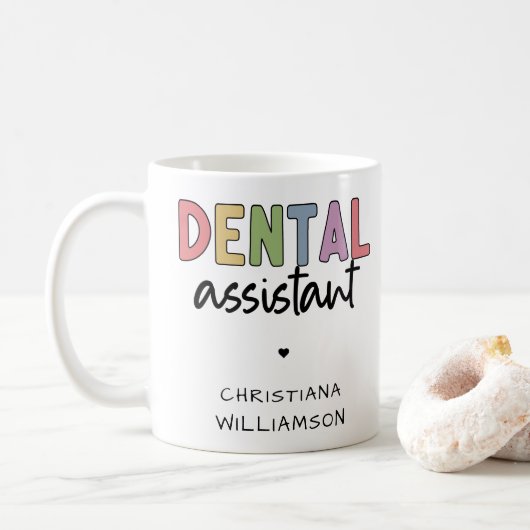 Individuelle Name Dental Assistant Geschenk Kaffeetasse (Mit Donut)