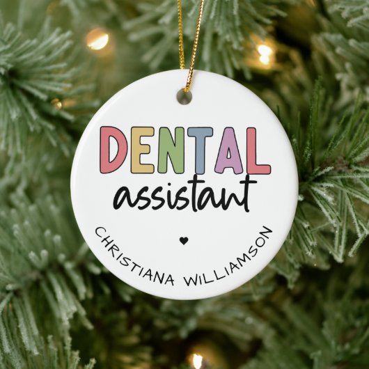 Individuelle Name Dental Assistant Geschenk Keramik Ornament (Baum)