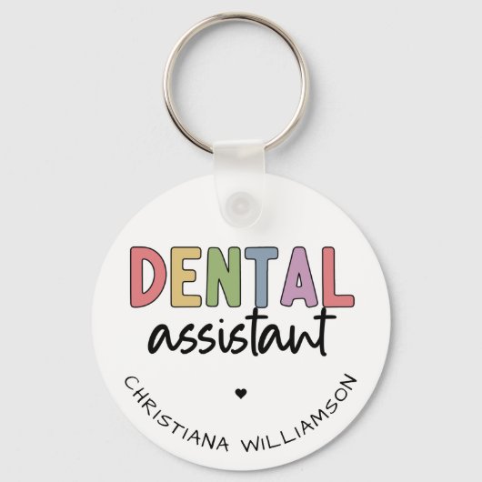 Individuelle Name Dental Assistant Geschenk Schlüsselanhänger (Vorderseite)