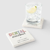 Individuelle Name Dental Assistant Geschenk Steinuntersetzer (Seitenansicht)