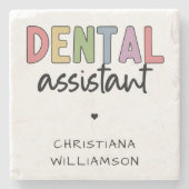 Individuelle Name Dental Assistant Geschenk Steinuntersetzer (Vorderseite)