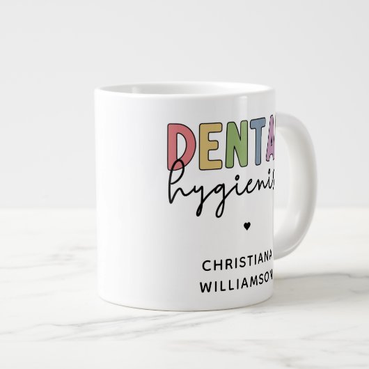 Individuelle Name Dental Hygienist RDH Geschenke Jumbo-Tasse (Vorderseite Rechts)