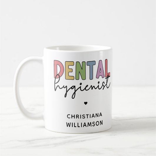 Individuelle Name Dental Hygienist RDH Geschenke Kaffeetasse (Links)