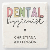Individuelle Name Dental Hygienist RDH Geschenke Steinuntersetzer (Vorderseite)