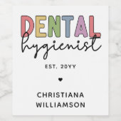 Individuelle Name Dental Hygienist RDH Geschenke Weinetikett (Einzelnes Label)