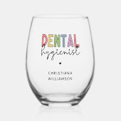 Individuelle Name Dental Hygienist RDH Geschenke Weinglas Ohne Stiel (Vorderseite)