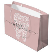 Individuelle Name Dental Leopard Druckkabine Große Geschenktüte (Rückseite Schrägansicht)