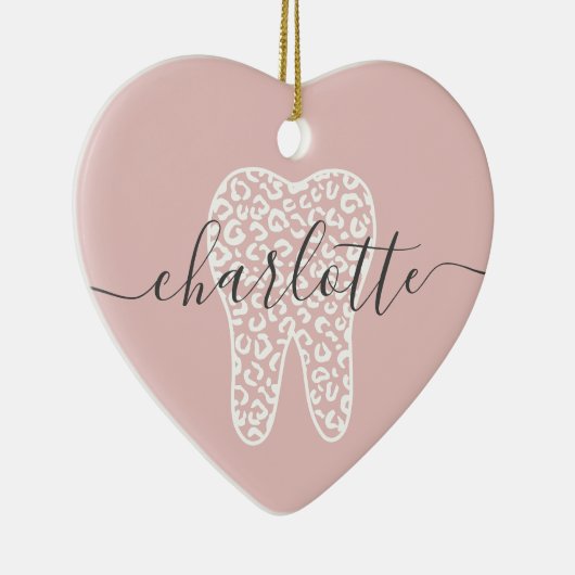 Individuelle Name Dental Leopard Druckzimmergesche Keramik Ornament (Rechts)