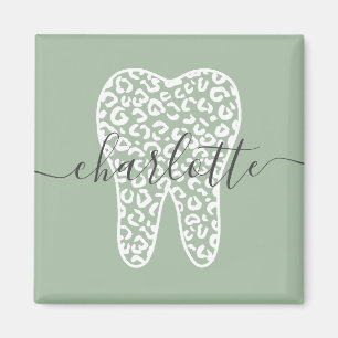 Individuelle Name Dental Leopard Druckzimmergesche Magnet