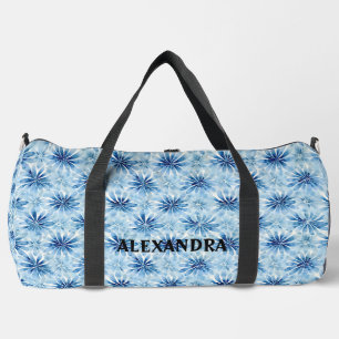 Individuelle Name der Blume mit blauer Gefärbte Kr Duffle Bag