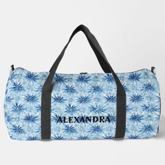 Individuelle Name der Blume mit blauer Gefärbte Kr Duffle Bag (Vorderseite)
